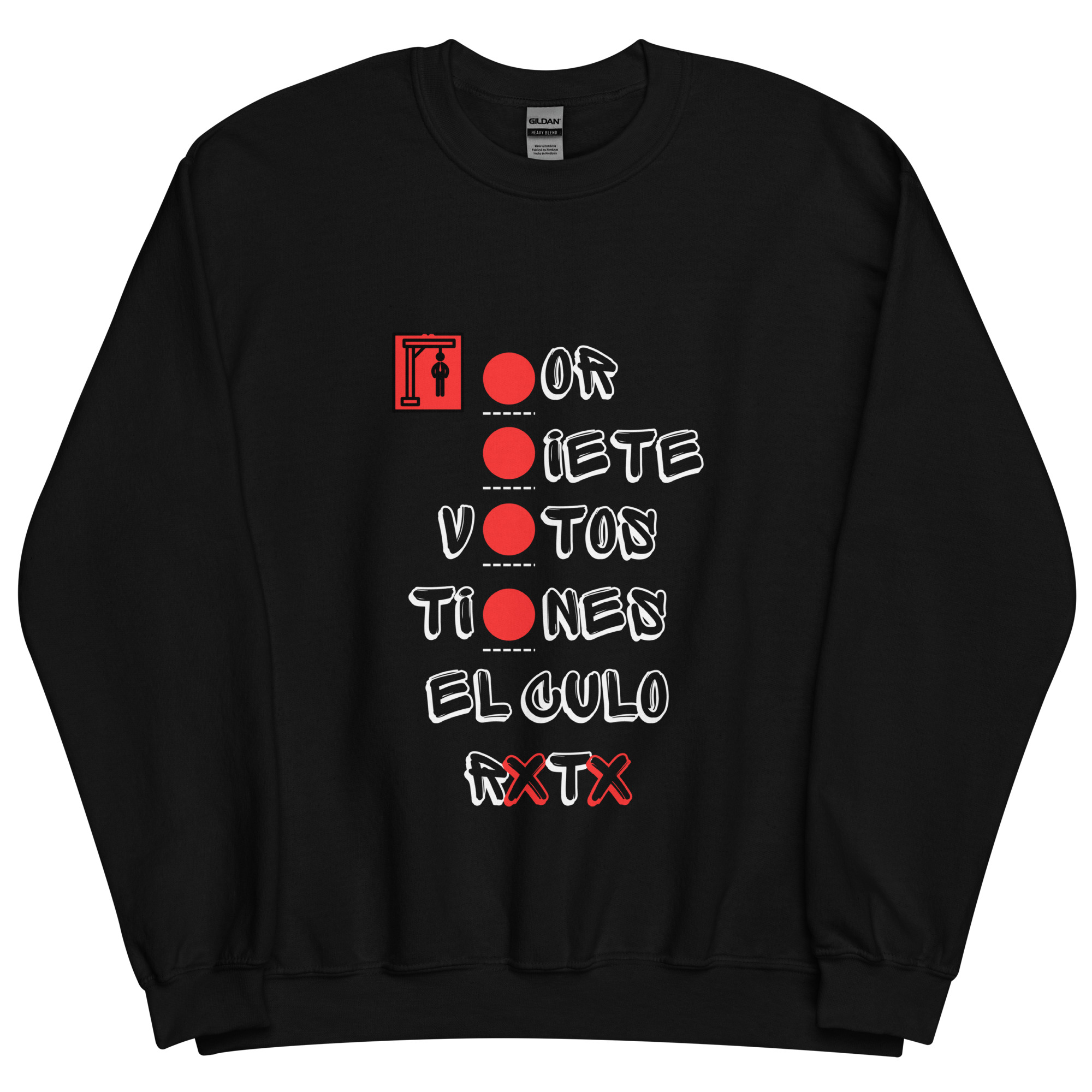 Sudadera Negra con Mensaje Irónico "Por7VotosTienesElCuloRoto" - Imagen 3